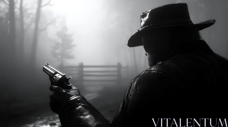 Monochrome Cowboy with Revolver