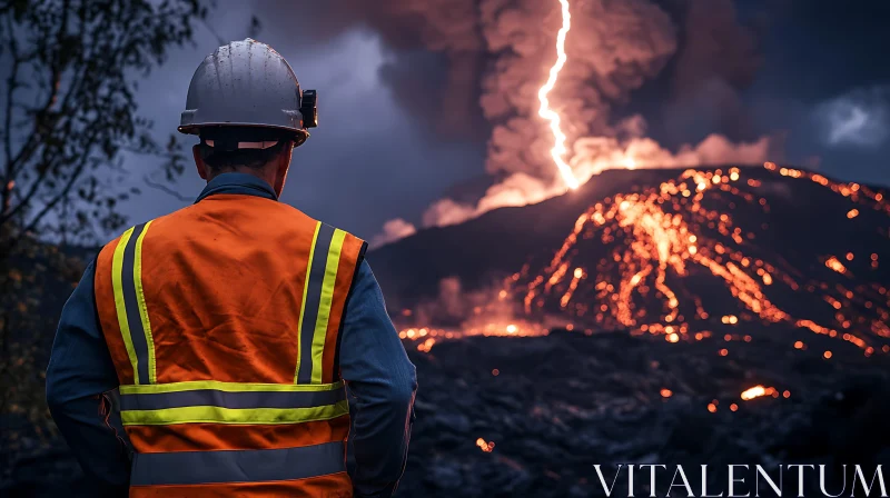 Man Observing Volcanic Activity