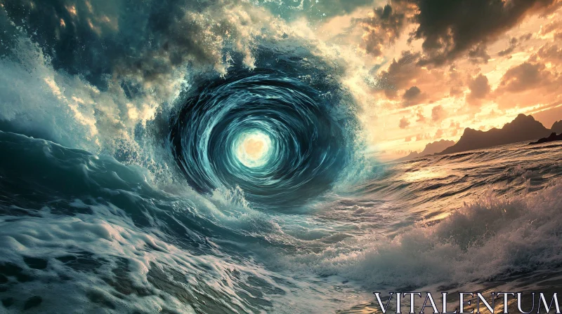 Whirlpool Waves: Coastal Art Print