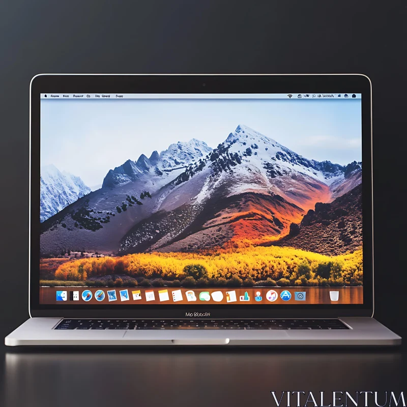 Mountain Landscape on Laptop Screen