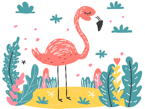 Charming Pink Flamingo Cartoon for Apparel and POD