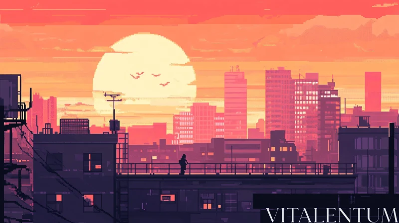 Rooftop Silhouette at Sunset