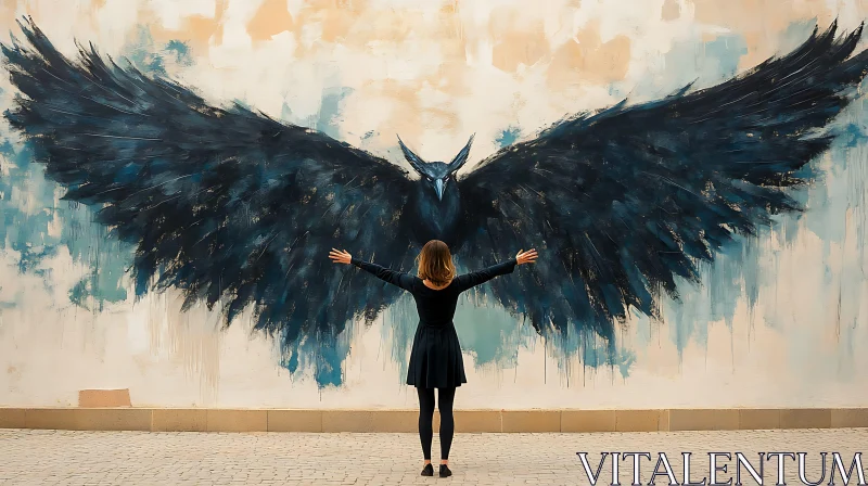Figure Before Winged Graffiti