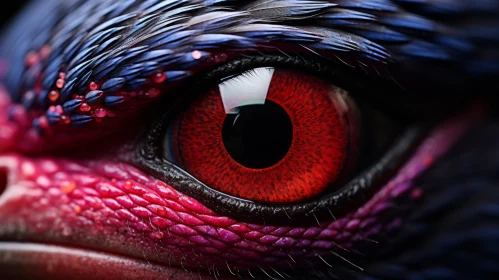 Red-Eyed Bird Illustration in Manticore and Dinocore Style