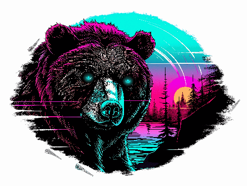 Bear Illustration in Retro Style: A Journey to the 1980s