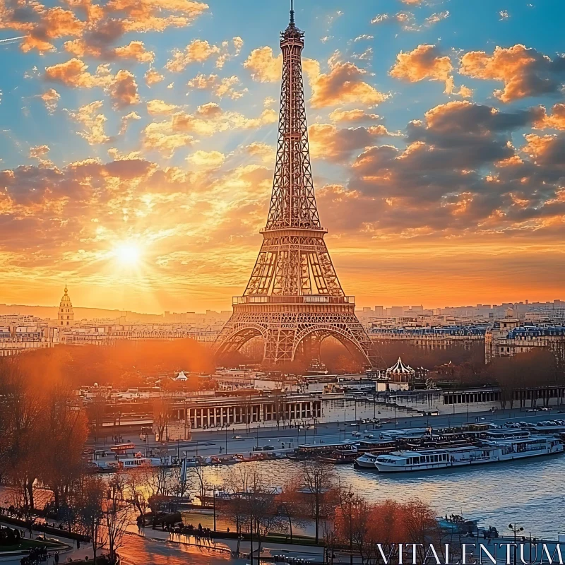 Paris Eiffel Tower at Sunset