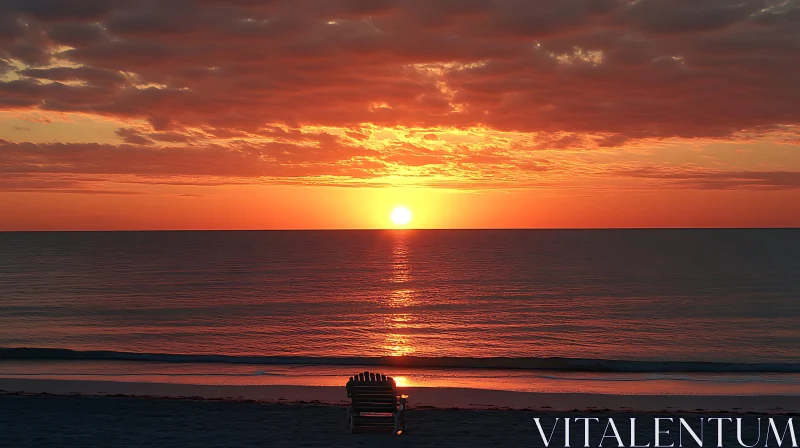 Ocean Sunset with Beach Chair