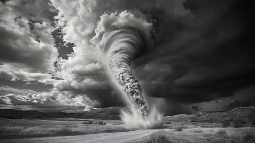 Grayscale Tornado Landscape