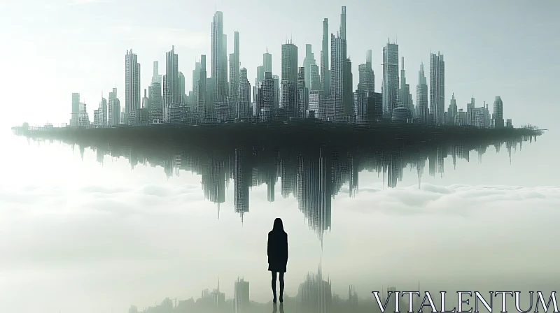Floating City Silhouette Surreal Scene