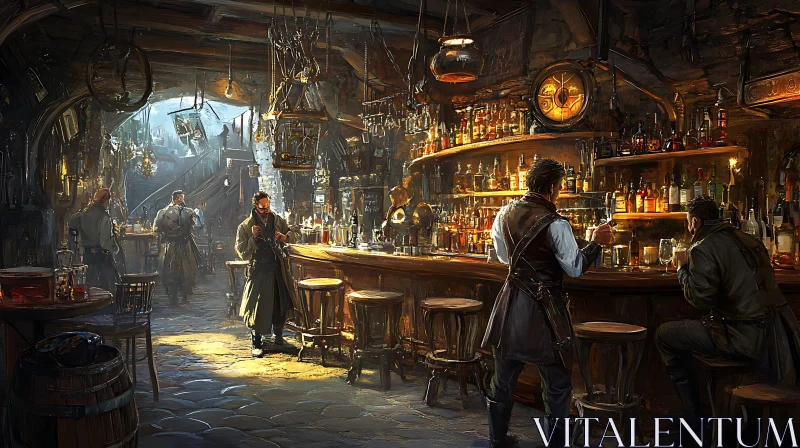 People in Old-Fashioned Bar