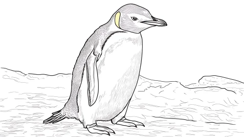 Elegant Penguin Line Drawing