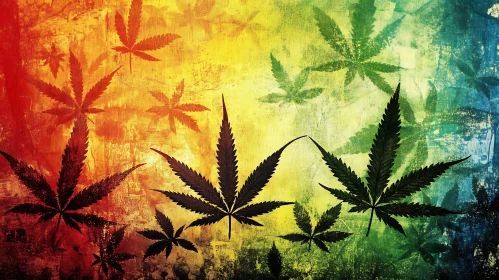 Abstract Marijuana Leaf Rasta Color Painting