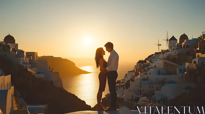 Santorini Sunset: A Moment of Love