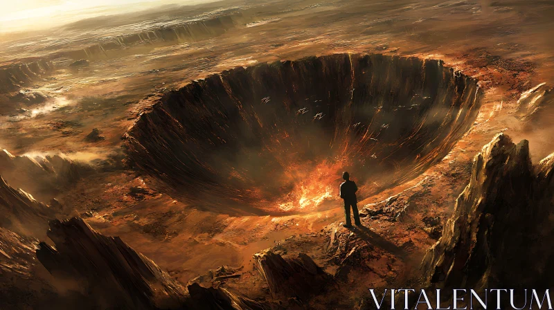 Man and the Burning Crater