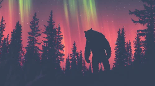 Mystical Creature in Night Forest