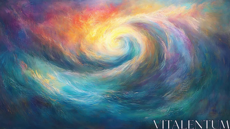 Colorful Abstract Swirl Oil Painting