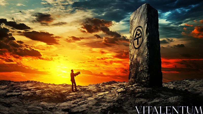 Sunset Silhouette by the Stone