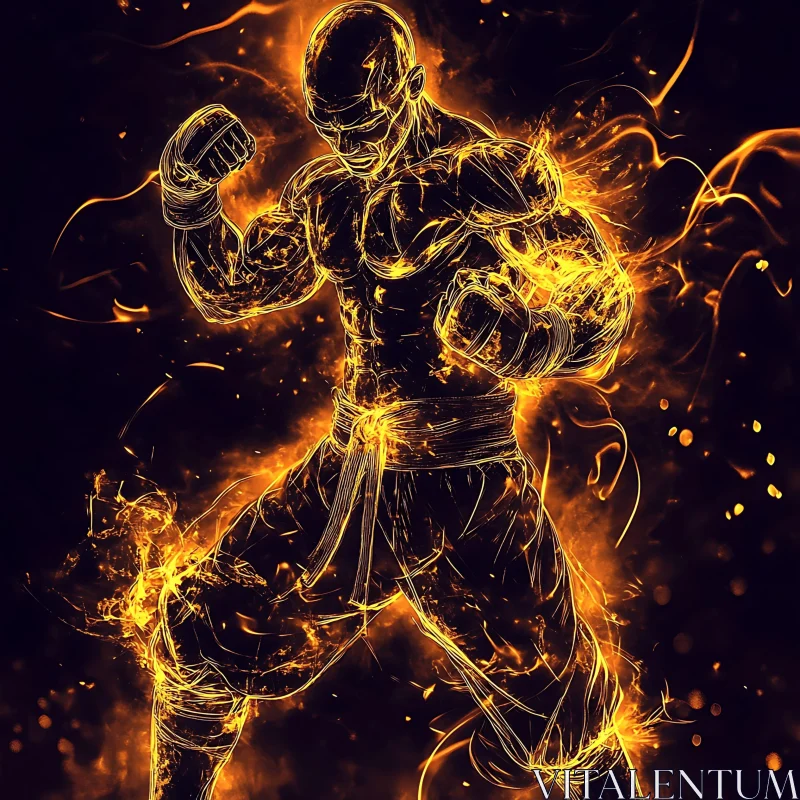Glowing Fighter Ready for Action
