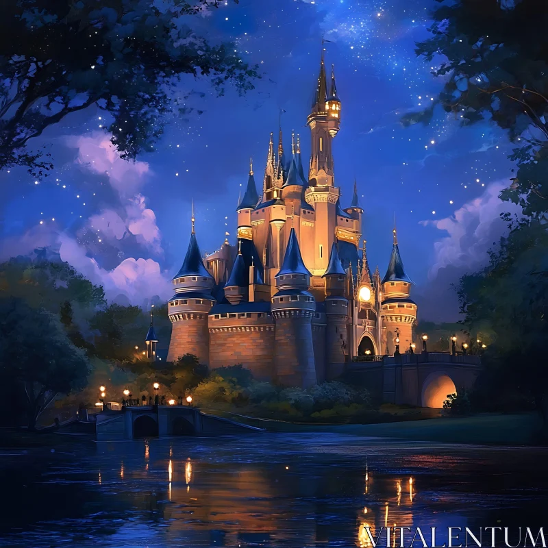 Fairytale Castle under Starry Sky