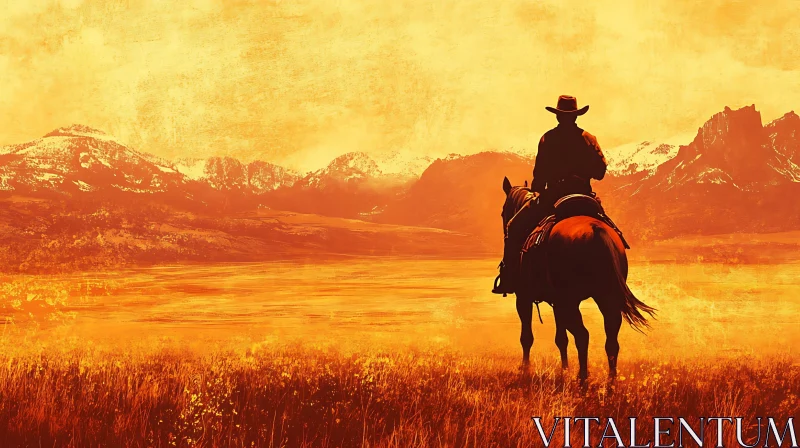 Lone Rider in Golden Light