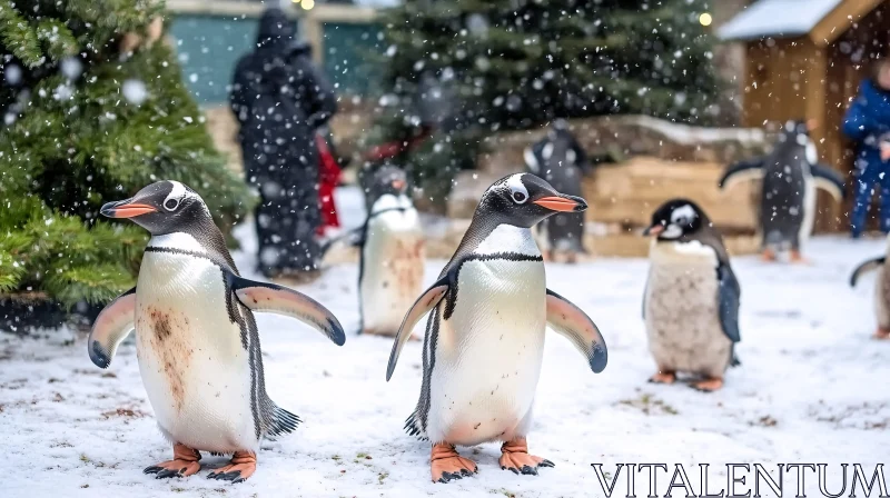 Penguins Frolicking in the Snow