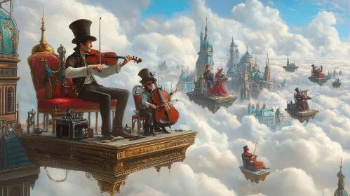 Floating Musicians in Sky-High Symphony