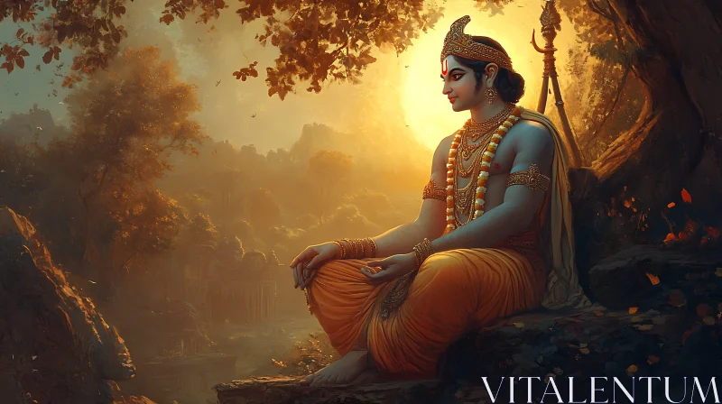 Meditative Man Portrait with Golden Hue