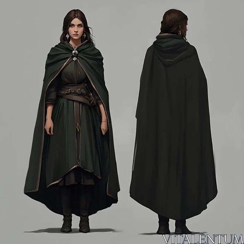 Dark Green Cloak and Dress
