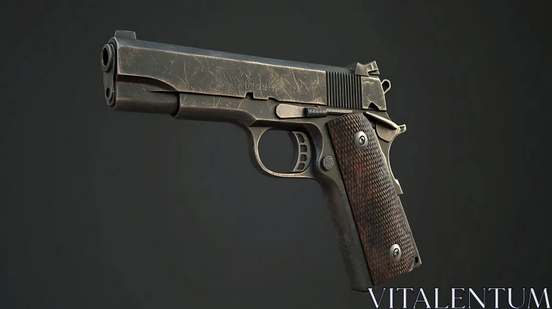 Vintage Handgun Close-Up - Detailed Weapon Art