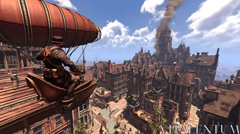 Aerial View of Steampunk Metropolis