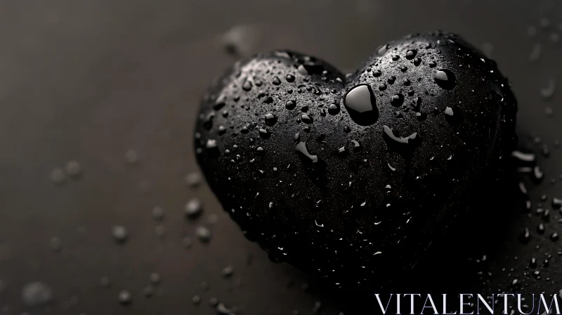 Black Heart with Water Drops