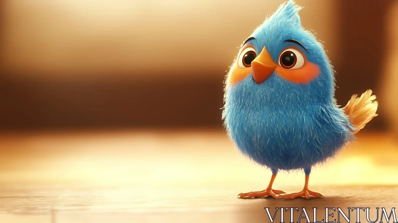 Charming Blue Bird with Orange Beak