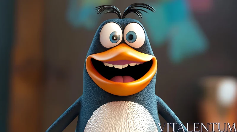 Smiling Penguin Cartoon Character