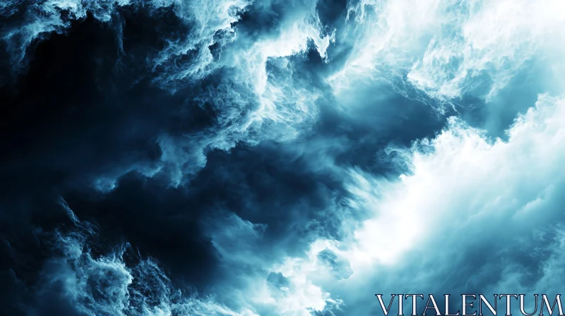 Swirling Blue Abstract Painting