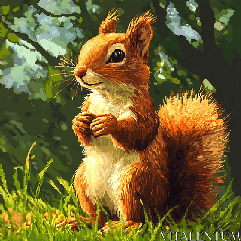 Pixel Squirrel Amidst Greenery