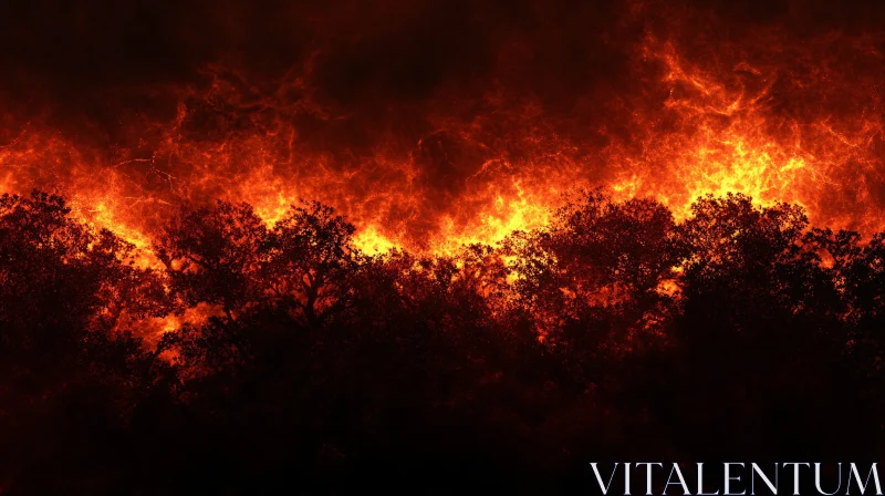 Raging Forest Fire with Intense Flames