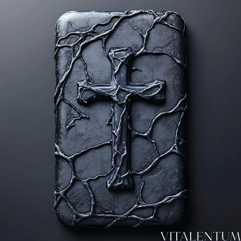 Monochrome Stone Carving of a Cross