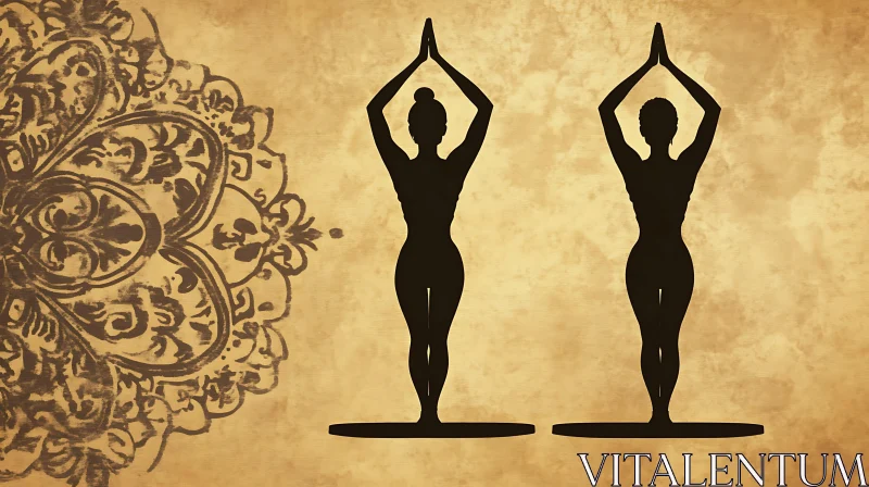 Meditative Yoga Poses Silhouette Art