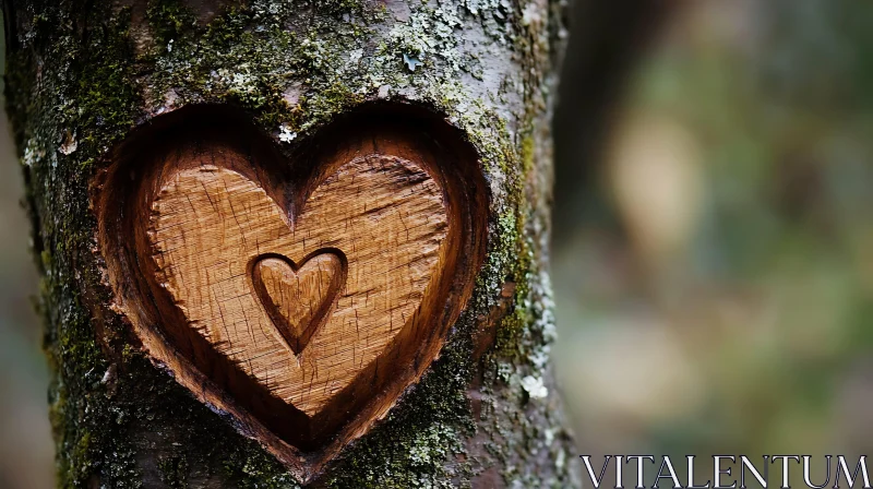 Love Symbol Carved in Tree Bark
