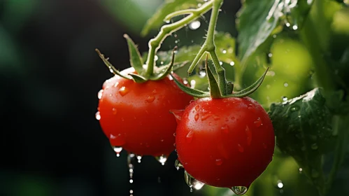 Tomatoes in a Garden - A Rain-kissed Spectacle