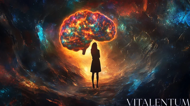 Nebula Brain Silhouette Woman