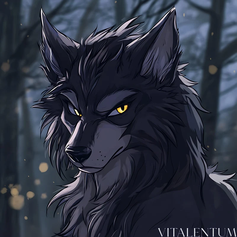 Wolf Portrait with Yellow Eyes