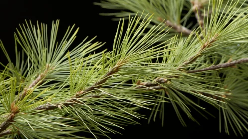 Close-up Pine Branch on Black Background - Artistic Capture