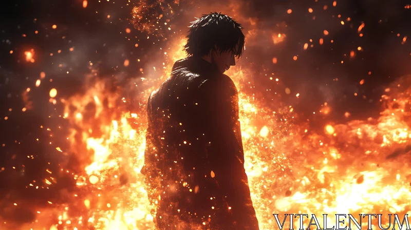 Dramatic Silhouette Amidst Flames
