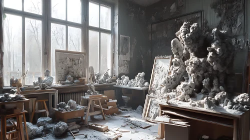 Artistic Sculptor's Studio Interior