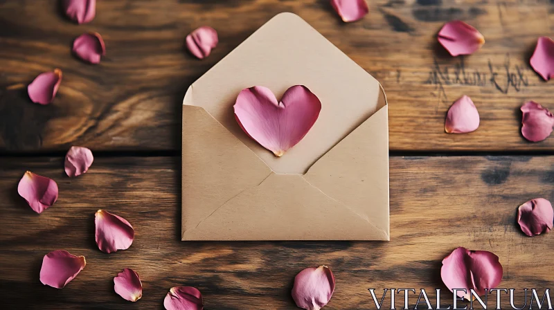 Heartfelt Message: Rose Petals and Envelope