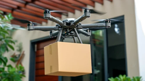 Graceful Drone Delivery: A Captivating Image of Technology and Industrial Aesthetics