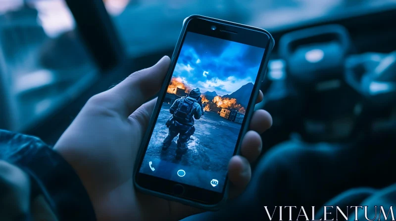 Smartphone Gaming: War Scene on Display