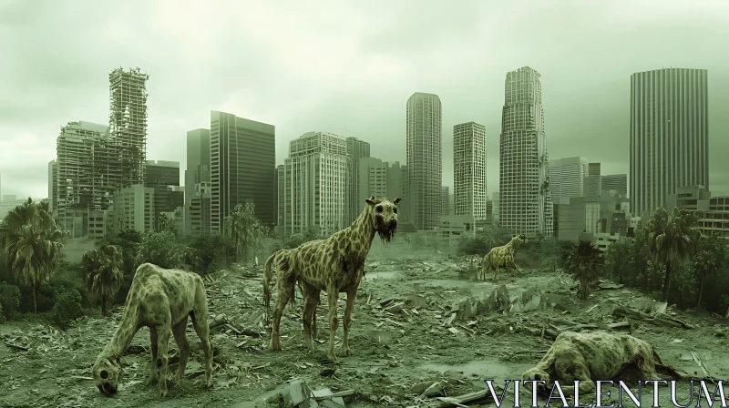 Zombie Giraffes in Ruined City