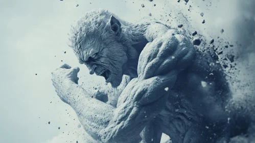Furious Stone Monster Breaking Apart